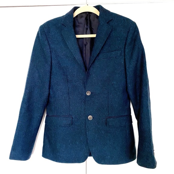 👔 MEN’S RIVER ISLAND DARK BLUE WOOL BLEND BLAZER JACKET! - Picture 1 of 14